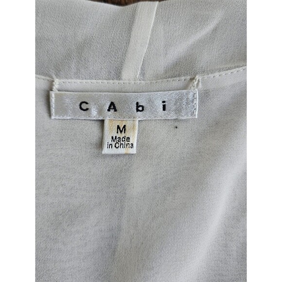 CAbi 814 Sheer Layered Ruffle Blouse Women's Size M Off-White Draped Top NWT - Picture 5 of 10